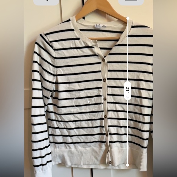 GAP Classic Striped Sweater Cardigan size large blk & white 100% cotton vintage - Picture 4 of 6